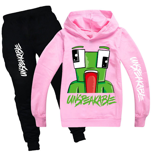 Børne UNSPEAKABLE Hættetrøje Sweatshirt Bukser Træningsdragt Sports Sæt pink 140cm