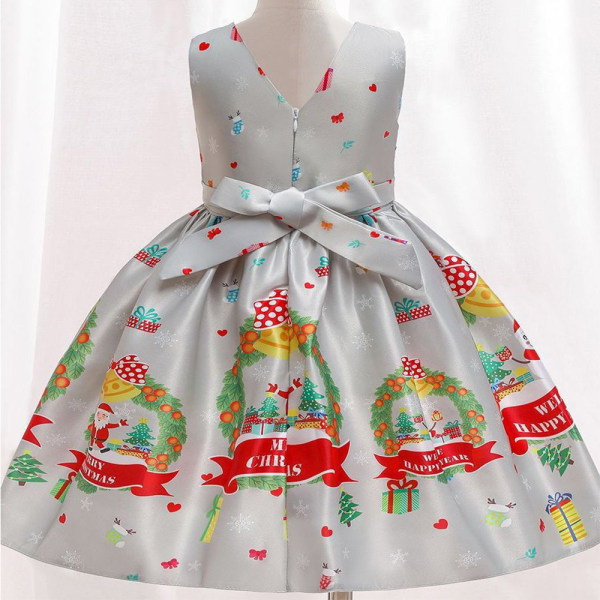 Printed Christmas Holiday Party Princess Dress barnkjol 100cm