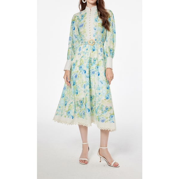 RAIE BILLOW ÆRME MIDI KJOLE Green XL