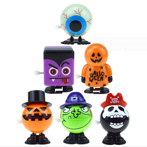 1 Set med 6 st Roliga Uppdragningstoys Hoppande Leksak Halloween Present 6A