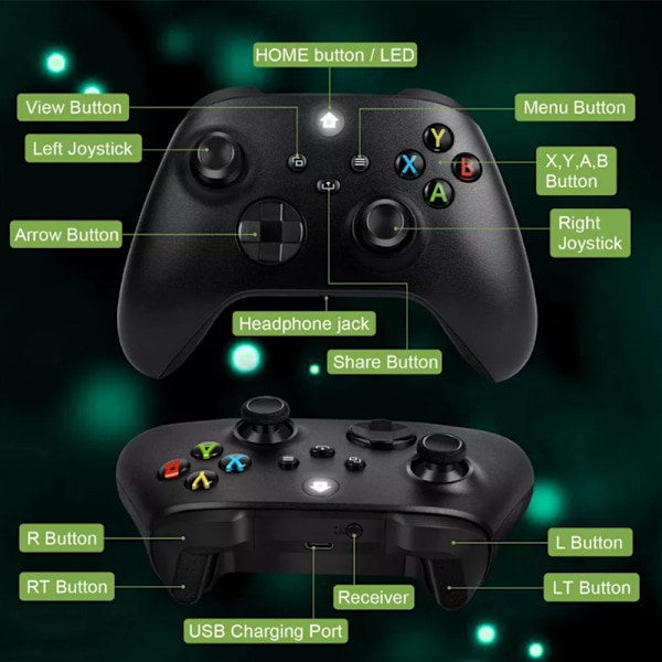 Trådløs controller til Xbox One & Xbox Series X|S PC Windows - Med lydstik Black