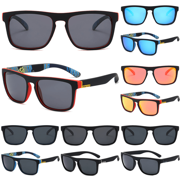 Fyrkantiga solglasögon för män utomhus Anti UV 400 filterglasögon Black Frame Black Lenses 1 Pack