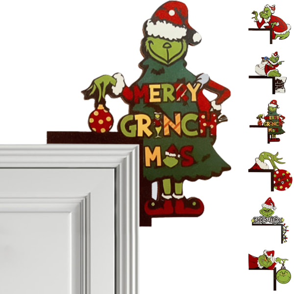 Christmas Grinch dörr hörn dekoration ram logotyp prydnad gåva 5