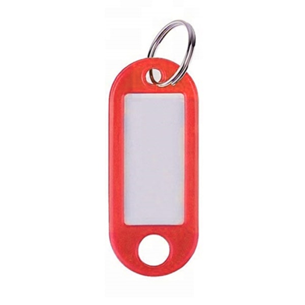 Nyckelmärken Plastdelade nyckelringar Papper sätter in etiketter Red 10PCS