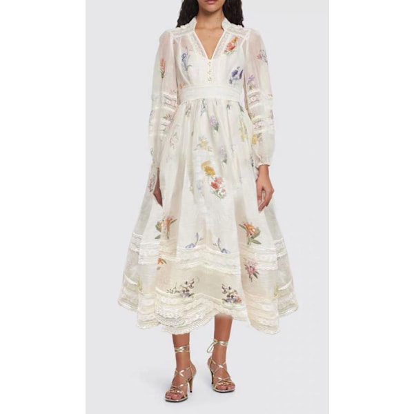 NATURA V-HALS BLONDE MIDI-KJOLE White M