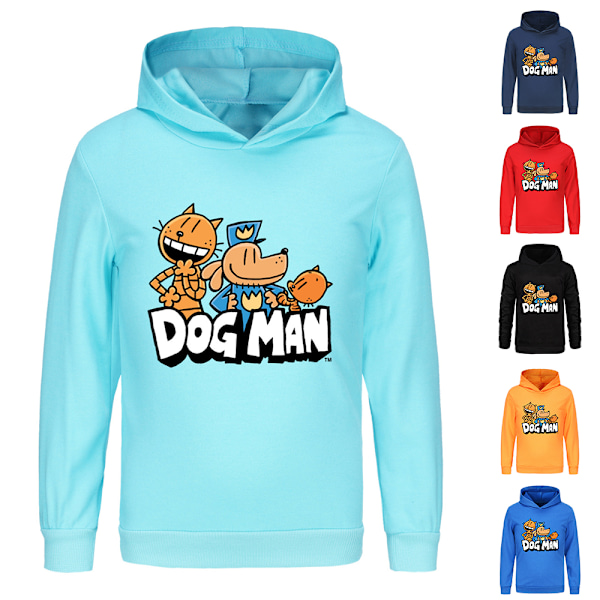 Pojkar och flickor Dog Man World Book Day Dogman Skolhuvtröja Hooded T-shirt Topp Orange 130cm