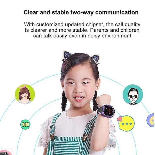 Kids Smart Watch Vattentät Röstsamtal Positionering Rörelsesäkerhet Purple powder
