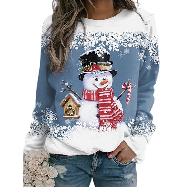 Dam Jultröjor Lediga Snögubbe Sweatshirts Pullover Toppar Present D M