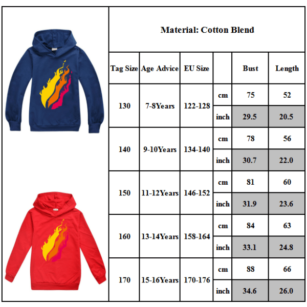 Barn tecknad tryckt bomullströja tröja Hoodies Munidacer Navy Blue 150cm