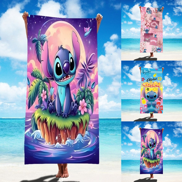 Lilo & Stitch Högabsorberande strandhanddukar i mikrofiber Badlakan Disney Anime Badlakan för barn Tecknad strandhandduk C 75*150CM