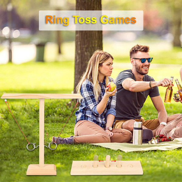 Hook and Ring Toss Bottle Game Bordsskiva Ring Party Game Wood