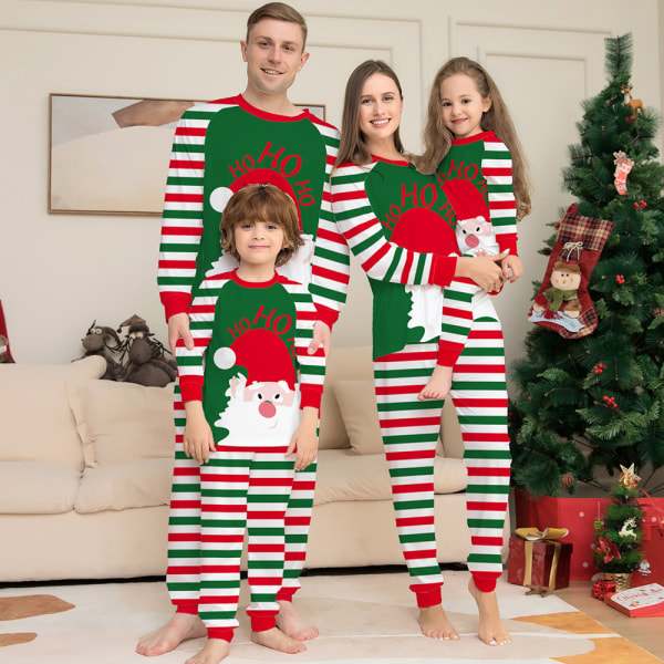 Jul Familj Matchande Vuxna Barn Stripe Nattkläder Pyjamas Dad L