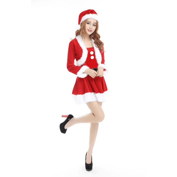 Fru Jul Tomte Jul Dam Fancy Dress Jul Party Kostymer Sleeved style L