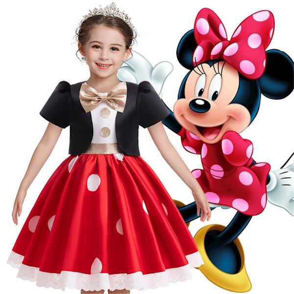 Joulumekko Tyttöjen Mekko Minni Prinsessa Syntymäpäivä Juhlamekko 110cm
