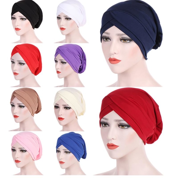 Kvinnahatt Chemo Hair Turban Cap Hijab Head Wrap Bandana khaki