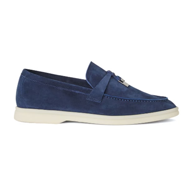 LORO PIANA Summer Charms Walk Mockasiner i mocka Royal Blue 41