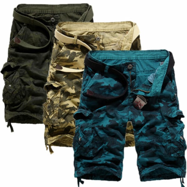 Herr Cargo Shorts Army Combat Camo Byxor Sport Byxor Nederdel Blue 31