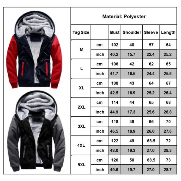 Varm vinterjacka för män med Sherpa-fleece och huva Dark Blue M