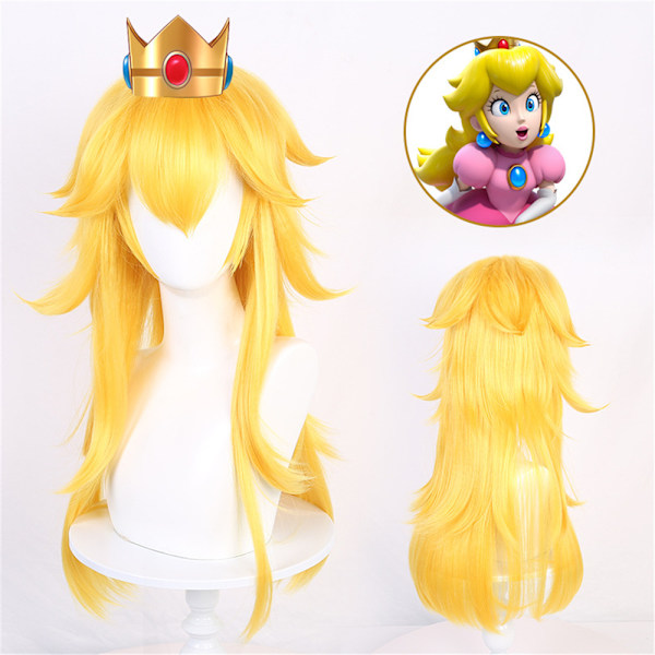 Princess Biqi Cos Parykk Gullfarget Fersken Parykk egnet for jenter
