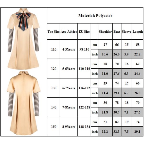 Barn M3GAN Cosplay Kostym Megan Klänning Topp Med Strumpor 120cm