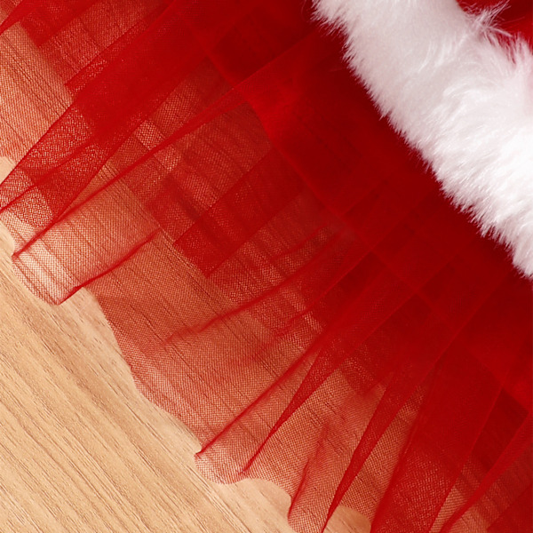 Julklänning för små flickor, Santa-klänning, långärmad, sammet, med bälte, festlig prinsessklänning, söt babyklänning med volanger Red 12-18M