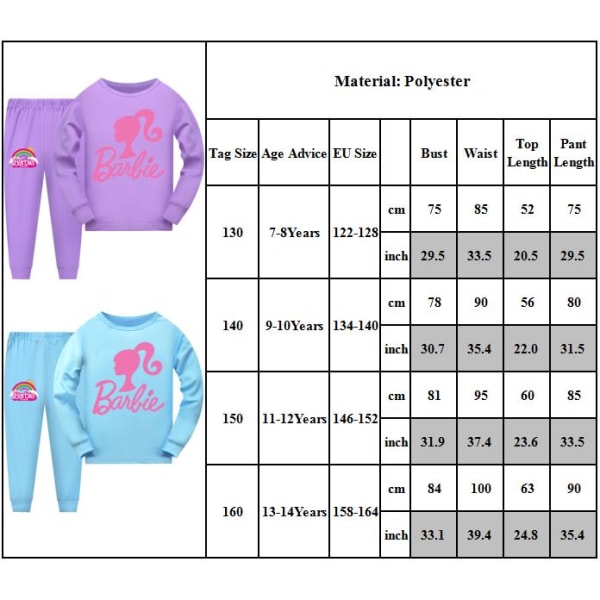 Barn Barbie Movies Sweatshirt Byxor Träningsoverall Sport Set pink 140cm