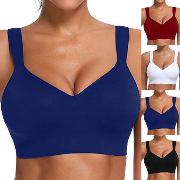 Sport-BH för kvinnor Trådlös Sömlös Push Up Vadderad Bekväm Träning Yoga Dam-BH Wine red L