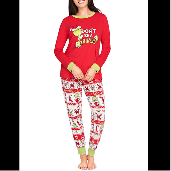 Jul Familj Matchande Pyjamas Set Grinchen Nattkläder mom XL