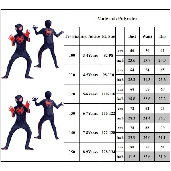 Spider-Man: Across The Spider-Verse Barnkostym Miles Morales Jumpsuit för barn 140cn