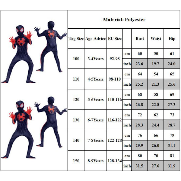 Spider-Man: Across The Spider-Verse Lasten Cosplay-asu Miles Morales Haalari 140cn