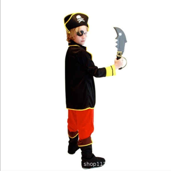 Kid Boy Pirate Cosplay Kostym Karibien Fancy Dress-Up Outfit Halloween Party L