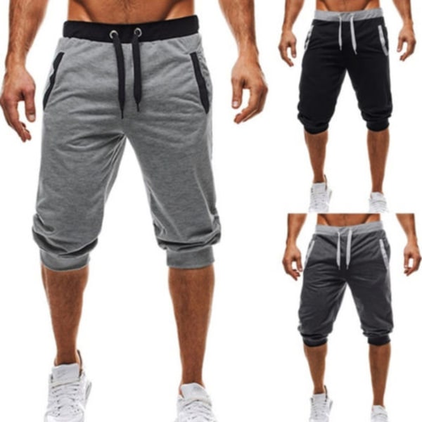 Herre Casual Shorts 3/4 Joggingbukser Knæshorts Sort 3XL