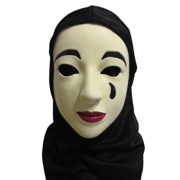 Halloweenfest Mask med Skräck Emoji Tårar i Latex - Horror Kostym Mask A