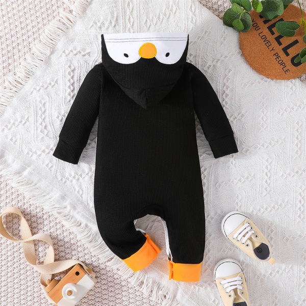 Pingvin Pojkar och Flickor Bodysuit Nyfödd Hooded Jumpsuit Julklapp 9-12M