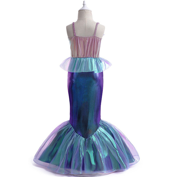 Karneval Sjöjungfru Flickor Prinsessklänning Halloween Cosplay Kostym 110cm