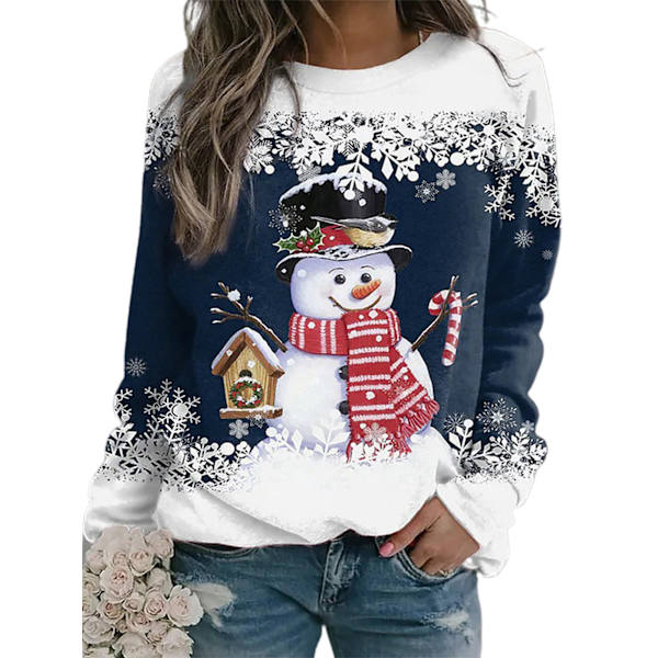 Dame Jule Casual Snømann Gensere Pullover Topper Gave A M