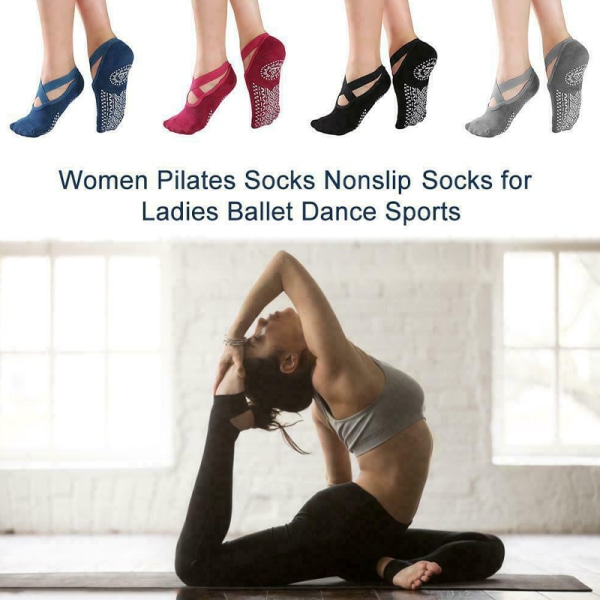 Pilates Barre Yoga Socks för kvinnor Dance Gym Fitness Red 1 pair