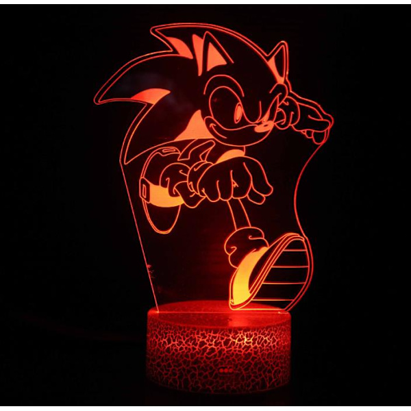 3D LED Nattbordslampe med Berøring for Soverom Sonic the Hedgehog Nattlys C