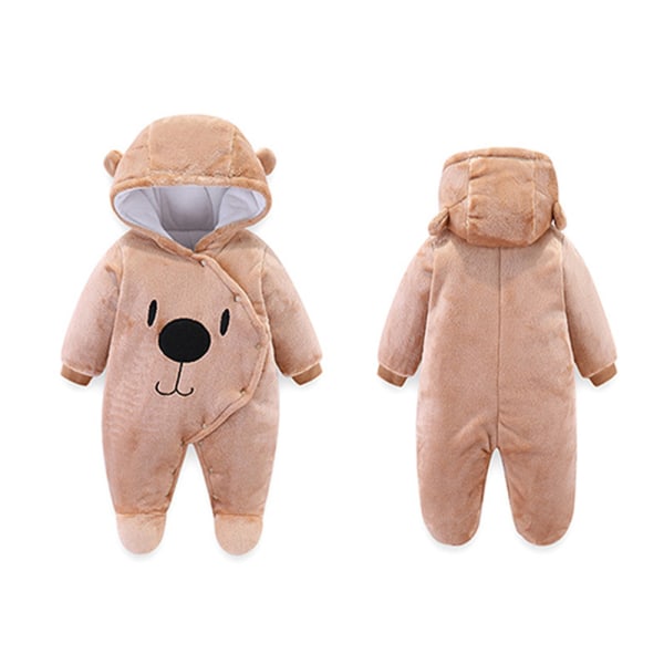 Bodysuit för pojkar och flickor Nyfödd Hooded Jumpsuit Julklapp coffee 9M