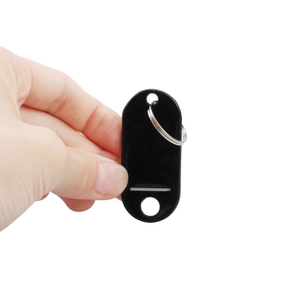 Nyckelmärken Plastdelade nyckelringar Papper sätter in etiketter Black 5PCS