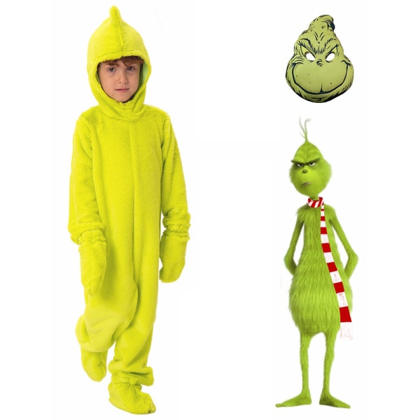 Jultomte Grinch Kostym Barn Santa Jul Cosplay Jumpsuit Set L