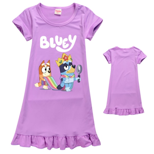 Bingo Bluey Print Barn Pojkar Flickor Sovkläder Klänning Pyjamas Nattklänning Klänning Hem Purple 150cm