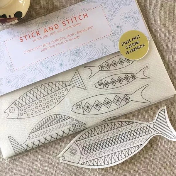 Vandopløselige Broderioverførsler, Klæb og Sy Broderipapir Vask Væk Fish 29.7x21cm