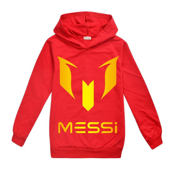 Messi Hoodie Fotboll Superstar Pojkar Messi Hoodie Barnkläder Vår Höst Sportdräkt Träningsoverall Red 160cm