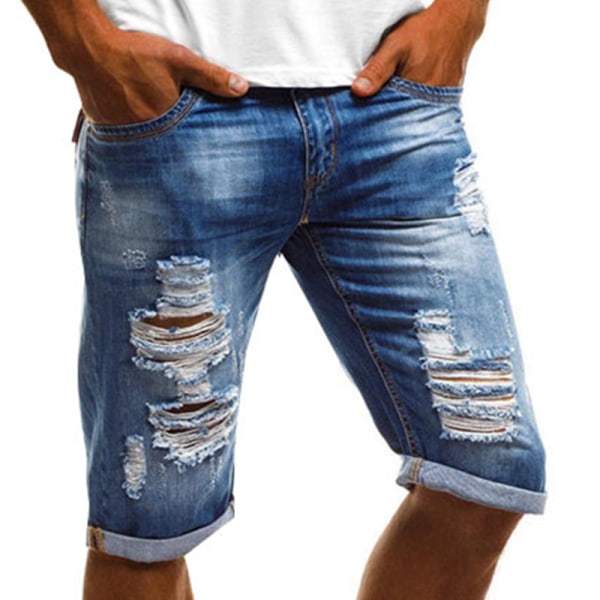 Herr Denim Cargo Torn korta jeans Blue L 0b18 | Blue | L | Fyndiq