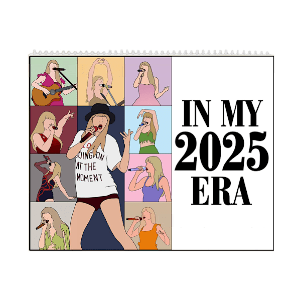 Taylor Swift Kalender 2025, 2025 TS Textkalender, Taylor Swift Textväggkalender, Handritad Kalender