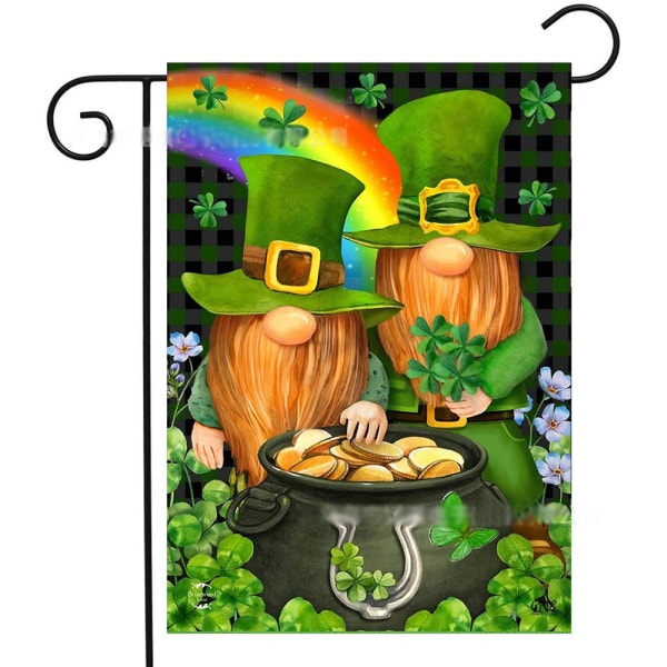 St. Patrick's Day Trädgårdsflagga, Irländsk Grön Shamrock Lycklig Dekoration D