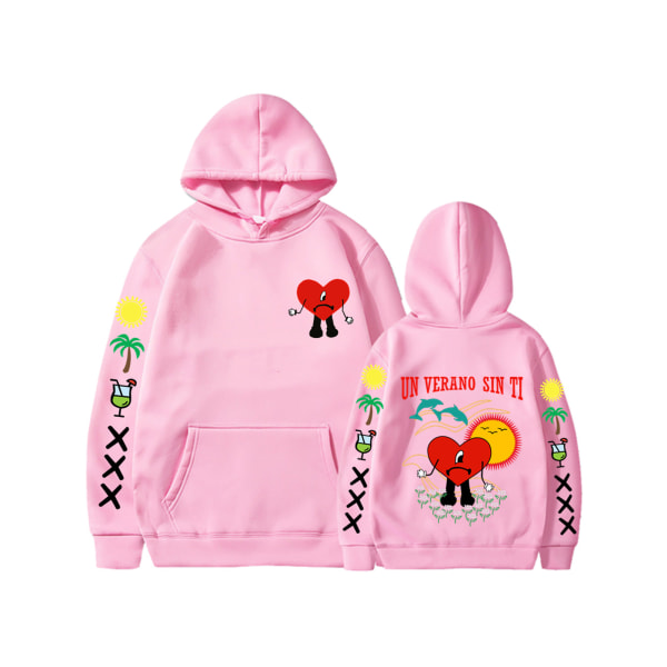 Streetwear Hoodie Top Unisex sweatshirt män kvinnor kappa pink M