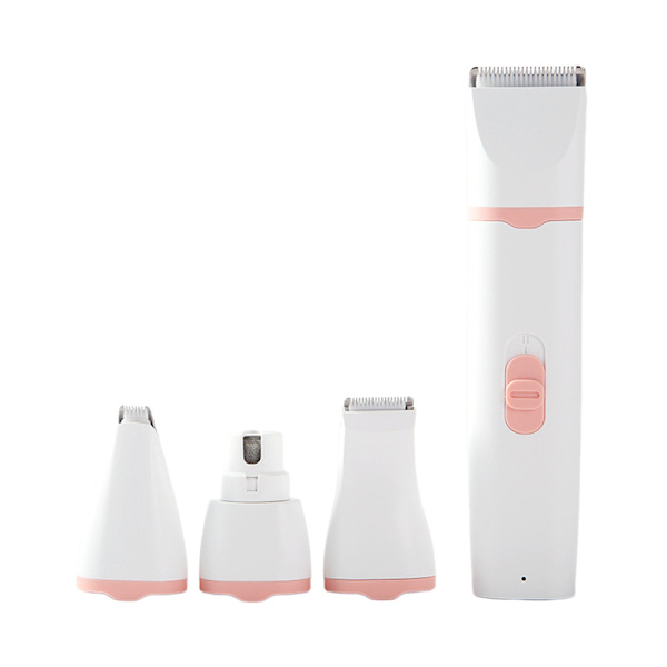 4-i-1 Elektrisk Klippemaskin for Kjæledyr Hund Kattehår Barbermaskin Trimmer Med 4 Blader Pink