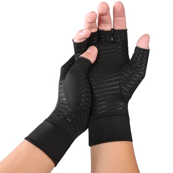 Anti-artrit Koppar Kompressionsterapi handskar Black S